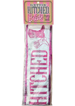 Load image into Gallery viewer, Gettin Hitched Bride Party Sash Glitter - Pink/White