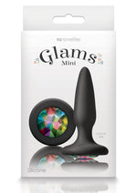 Load image into Gallery viewer, Glams Mini Silicone Butt Plug Rainbow Gem - Black/Multicolor - Small
