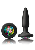 Load image into Gallery viewer, Glams Mini Silicone Butt Plug Rainbow Gem - Black/Multicolor - Small
