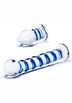 Load image into Gallery viewer, Glas Swirly Dildo and Buttplug - Blue/Clear - 2 Piece/Set
