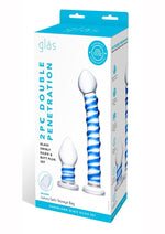 Load image into Gallery viewer, Glas Swirly Dildo and Buttplug - Blue/Clear - 2 Piece/Set
