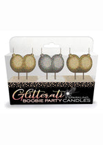 Load image into Gallery viewer, Glitterati Boobie Party Candles - Black/Gold - 5 Per Set
