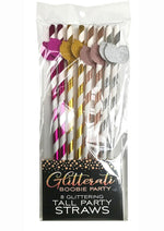 Load image into Gallery viewer, Glitterati Boobie Party Tall Party Straws - Assorted Color/Assorted Colors - 8 Per Pack
