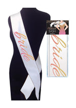 Load image into Gallery viewer, Glitterati Bride Sash - Rose Gold/White
