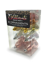 Load image into Gallery viewer, Glitterati Metallic Penis Ornaments - Gold/Rose Gold/Silver - 8 Pack
