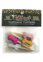 Load image into Gallery viewer, Glitterati Penis Party Picks - Assorted Colors - 24 Per Pack
