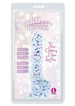Load image into Gallery viewer, Glittergasm Realistic Clear Dildo with Balls and Suction Cup - Blue/Purple/Violet Glitter - Blue/Purple
