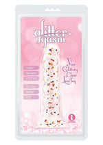 Load image into Gallery viewer, Glittergasm Swirl Clear Dildo with Suction Cup - Orange/Red/Golden Glitter - Gold/Orange/Red
