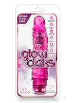 Load image into Gallery viewer, Glow Dicks The Drop Vibrating Dildo - Glow In The Dark/Pink - 8.5in