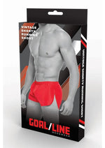 Load image into Gallery viewer, Goal Line Extreme Split Booty Shorts - Red - Medium/Small