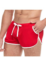 Load image into Gallery viewer, Goal Line Side Split Mesh Booty Shorts - Red - Large/XLarge