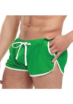Load image into Gallery viewer, Goal Line Side Split Mesh Booty Shorts - Green - Medium/Small