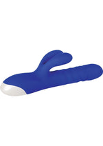 Load image into Gallery viewer, Grand Slam Thrusting and Twirling Rechargeable Silicone Vibrator with Clitoral Stimulator - Blue
