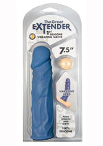 Load image into Gallery viewer, Great Extender 1st Silicone Vibrating Sleeve - Blue - 7.5in
