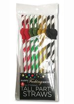 Load image into Gallery viewer, Happy F&#39;n Birthday Tall Party Straws - Assorted Colors - 8 Per Pack

