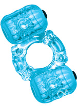 Load image into Gallery viewer, Hero Double Pleaser Teaser Vibrating Cock Ring - Blue
