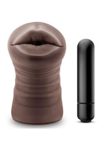 Load image into Gallery viewer, Hot Chocolate Heather Vibrating Masturbator with Bullet - Mouth - Chocolate
