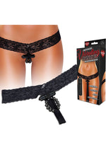 Load image into Gallery viewer, Hustler Toys Crotchless Vibrating Panties Panty Vibe with Pleasure Beads - Black - Large/Medium