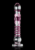 Load image into Gallery viewer, Icicles No. 6 Textured Glass Dildo - Clear/Pink - 8.5in
