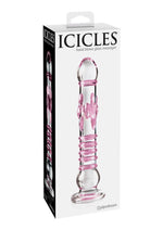 Load image into Gallery viewer, Icicles No. 6 Textured Glass Dildo - Clear/Pink - 8.5in
