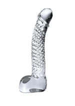 Load image into Gallery viewer, Icicles No. 61 Textured Glass G-Spot Dildo with Balls - Clear - 5in

