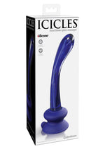 Load image into Gallery viewer, Icicles No. 89 Glass G-Spot Wand with Bendable Silicone Suction Cup - Blue

