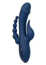Load image into Gallery viewer, III Triple Orgasm Rechargeable Silicone Stimulating Vibrator - Blue/Navy Blue