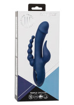 Load image into Gallery viewer, III Triple Orgasm Rechargeable Silicone Stimulating Vibrator - Blue/Navy Blue