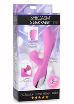Load image into Gallery viewer, Inmi Shegasm 5 Star Rabbit Suction Come Hither Rechargeable Silicone Vibrator - Pink

