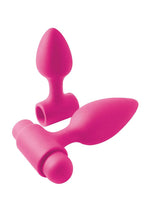 Load image into Gallery viewer, Inya Vibes-O-Spades Rechargeable Vibrating Silicone Butt Plug - Pink - Set
