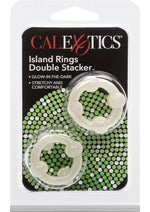Load image into Gallery viewer, Island Rings Double Stacker Cock Rings - Glow In The Dark/White - 2 Piece Set
