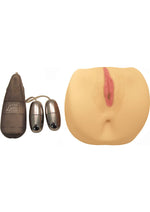 Load image into Gallery viewer, Jana Cova Dual Pleasure Vibrating Masturbator with Bullet and Remote Control - Pussy and Ass - Flesh/Vanilla

