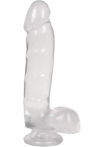 Load image into Gallery viewer, Jelly Jewels Dildo with Balls - Clear - 6in
