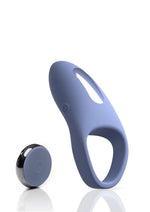 Load image into Gallery viewer, Jimmyjane Tarvos Rechargeable Silicone Cock Ring with Remote - Blue