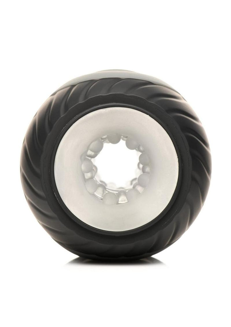 Jock 10x Vibrating and Squeezing Masturbator - Black/Clear/Grey