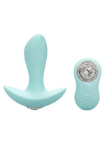 Load image into Gallery viewer, Jopen Pave Audrey Rechargeable Silicone Vibrating Probe with Crystals and Remote Control - Teal
