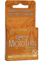 Load image into Gallery viewer, Kimono Microthin Condoms Ribbed Plus Sensi Dots - Large - 3 Pack
