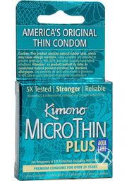 Kimono Microthin Plus Auq Lube Condoms - Large - 3 Pack