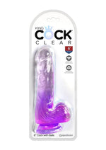 Load image into Gallery viewer, King Cock Clear Dildo with Balls - Clear/Purple - 6in
