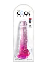 Load image into Gallery viewer, King Cock Clear Dildo with Balls - Clear/Pink - 8in
