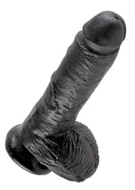 Load image into Gallery viewer, King Cock Dildo with Balls - Black - 8in
