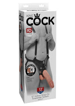 Load image into Gallery viewer, King Cock Hollow Strap-On Suspender System with Dildo - Black/Flesh/Vanilla - 12in
