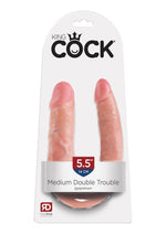 Load image into Gallery viewer, King Cock U-Shaped Medium Double Trouble Dildo - Flesh/Vanilla - Medium
