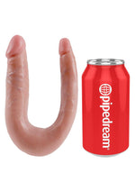 Load image into Gallery viewer, King Cock U-Shaped Small Double Trouble Dildo - Flesh/Vanilla - Small
