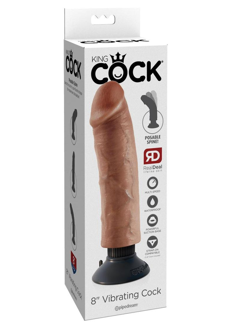 King Cock Vibrating Dildo - Caramel/Tan - 8in