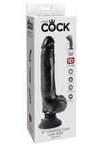 Load image into Gallery viewer, King Cock Vibrating Dildo with Balls - Black - 9in
