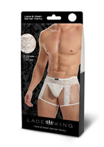 Load image into Gallery viewer, Lace King Men&#39;s Lace and Mesh Garter Panty - Black/White - Medium/Small
