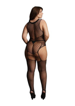 Load image into Gallery viewer, Le Desir Contrast Fence Net Suspender Bodystocking
