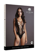 Load image into Gallery viewer, Le Desir Contrast Fence Net Teddy - Black - One Size

