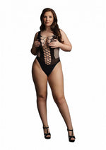 Load image into Gallery viewer, Le Desir Contrast Fence Net Teddy - Black - Queen
